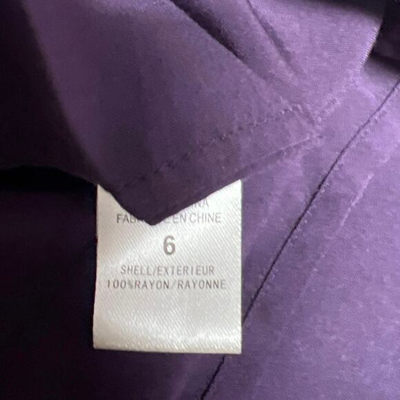 Theory Failly Rove Pleated Drop Waist Long Sleeve Purple Button Shirt Dress Sz 6 - Picture 5 of 8